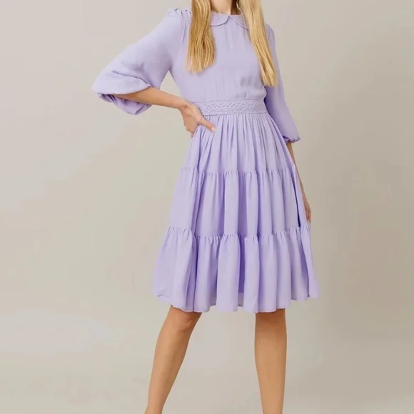 Apparelel Dresses | Apparelel Lilac Chiffon Midi Dress Size Xs | Color: Purple | Size: Xs | Daisyappleb's Closet